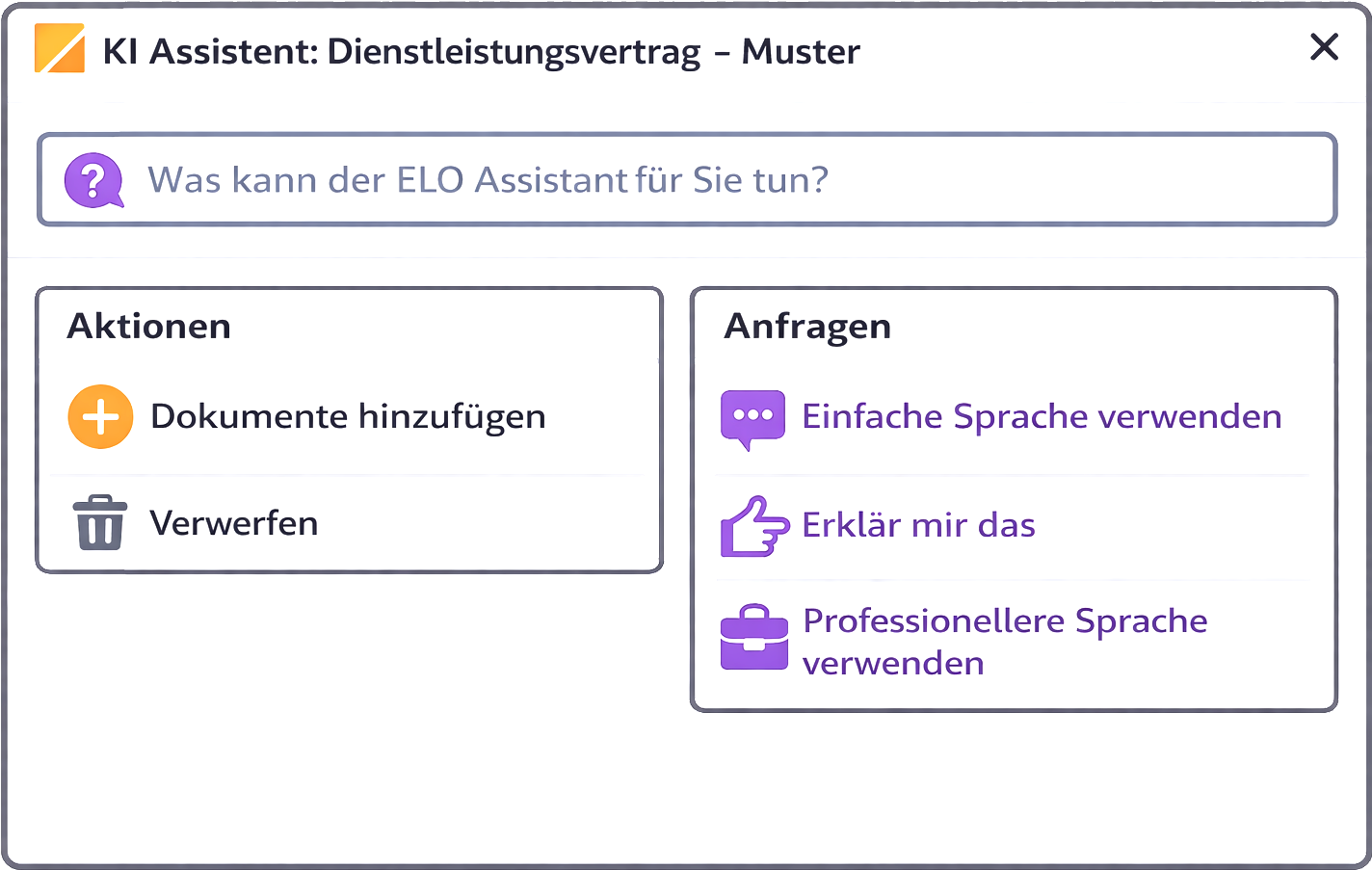 Symbolische Darstellung künstlicher Intelligenz im ELO Assistant