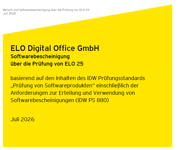 Softwarebescheinigung über die Prüfung von ELO 25 nach IDW PS 880