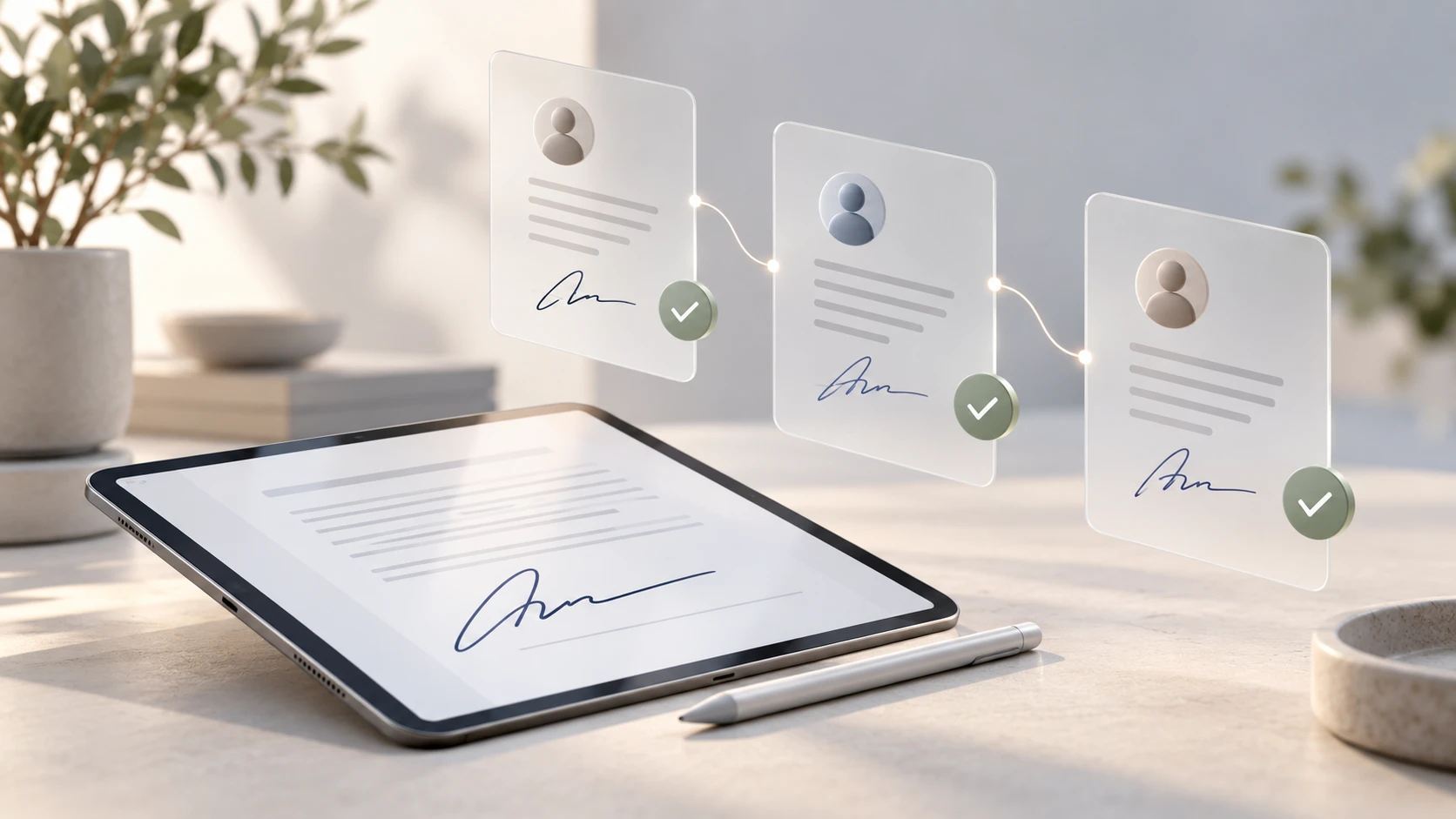 Elektronische Signatur auf dem Tablet mit mehreren Unterzeichnern in einem Signaturprozess